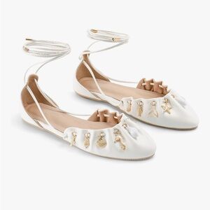 Lace Up Ballet Flats for Women Pointed Closed Toe Tie Up Slip On Ballerina Shoes